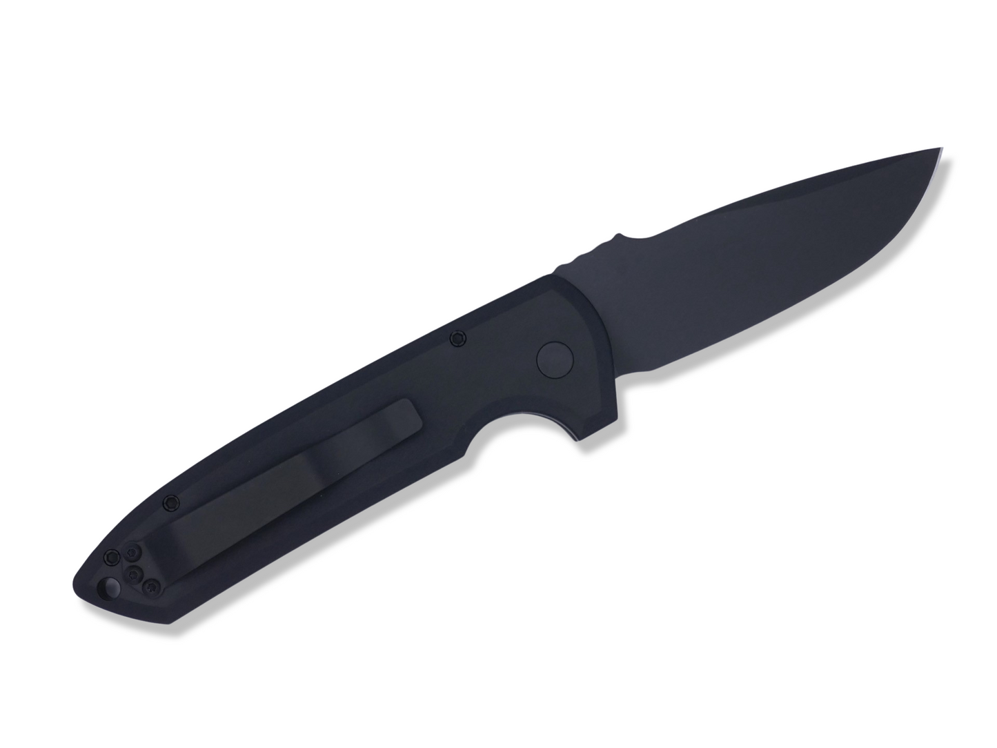 Rockeye Auto OPERATOR - Textured Black Handle / Black Hardware / Tritium Push Button / DLC Blade / Black Clip - Crimson Tactical