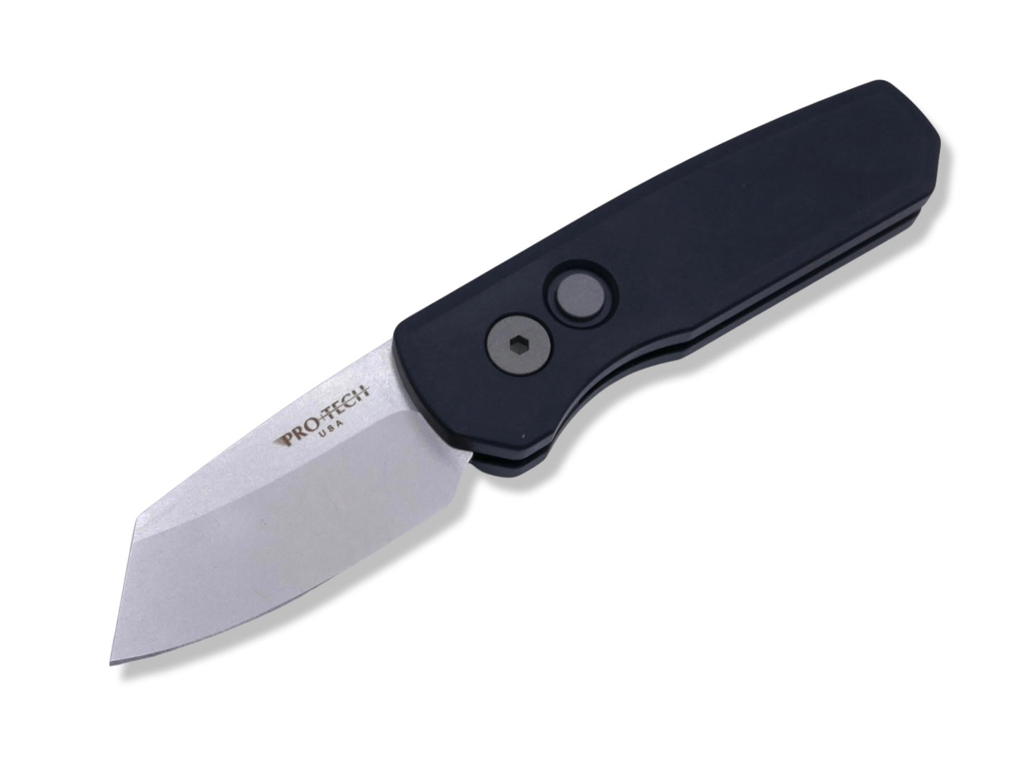 Runt 5 - Smooth Black Handle / Stonewash Magnacut / Reverse Tanto - Crimson Tactical