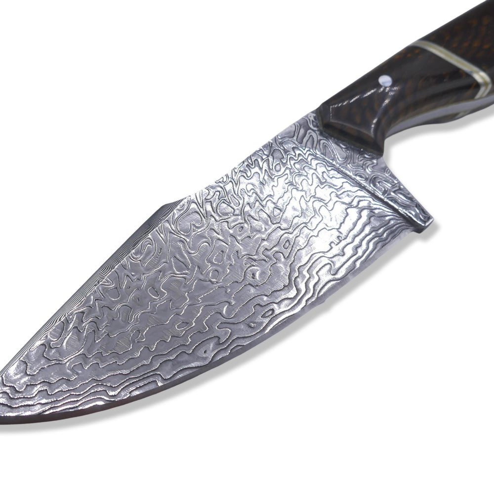 
                      
                        Reaper Custom - Polished Stainless Dragon Scale Pattern San Mai Damascus / Crocodile Sheath
                      
                    