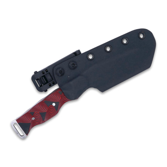 Crimson Tactical - Cobra - Magnacut Two Tone Black / Satin Blade - Red / Black Hypnotic G-10 Handle