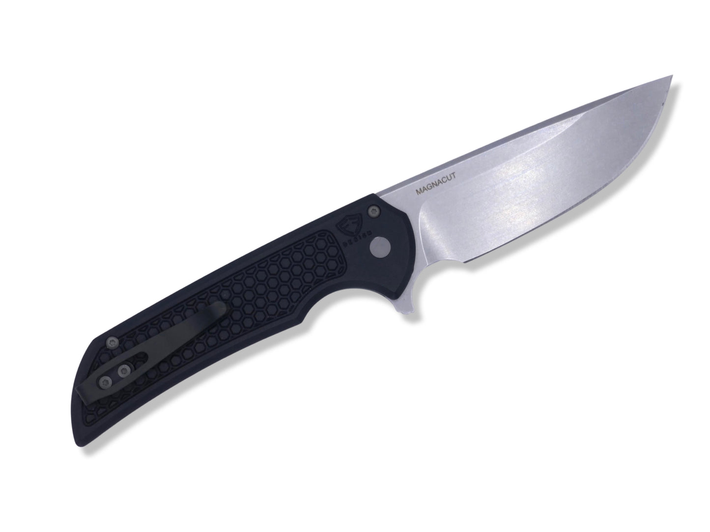 Mordax - Honeycomb Textured Black Handle / Stonewash Magnacut Blade - Crimson Tactical