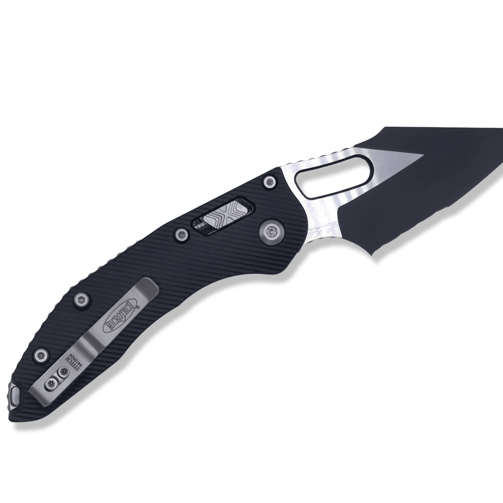 Stitch Ram-Lok - Fluted Black Aluminum Handle / Black Partial Serrated - Crimson Tactical