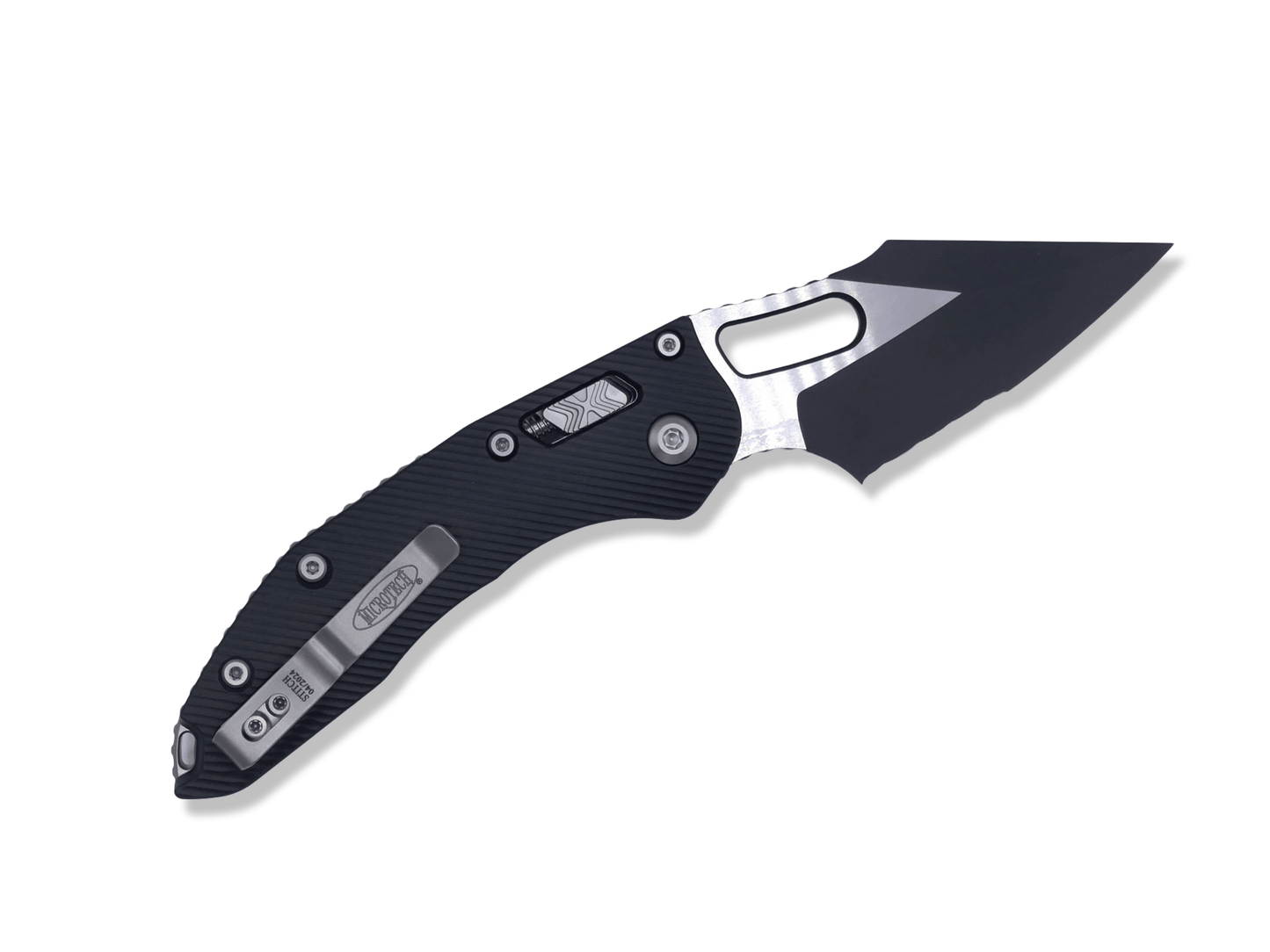 Stitch Ram-Lok - Fluted Black Aluminum Handle / Black Partial Serrated - Crimson Tactical