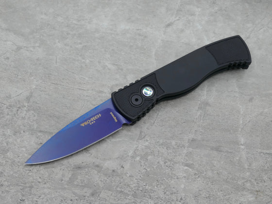 PRE-OWNED Tactical Response 2 - Sapphire Blue Magnacut Blade / Abalone Button / Deep Cary Pocket Clip