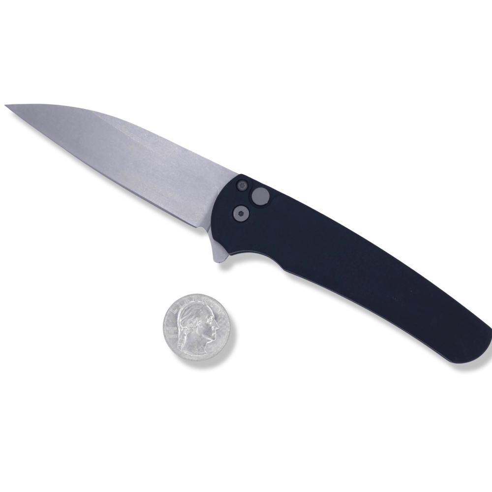 
                      
                        Malibu Flipper - Solid Black Aluminum, Magnacut Stonewash Wharncliffe - Crimson Tactical
                      
                    