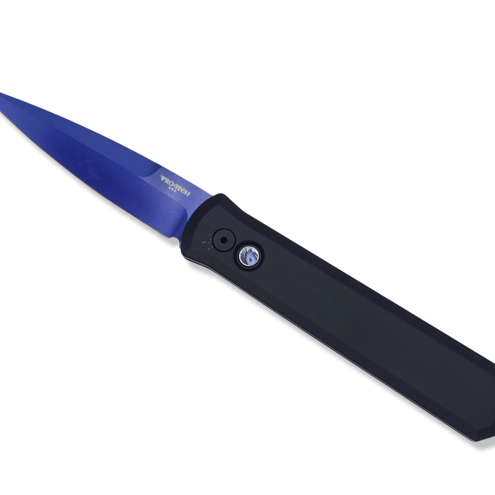 Godfather - Black Handle / Abalone Button / Sapphire Blue Blade - Crimson Tactical