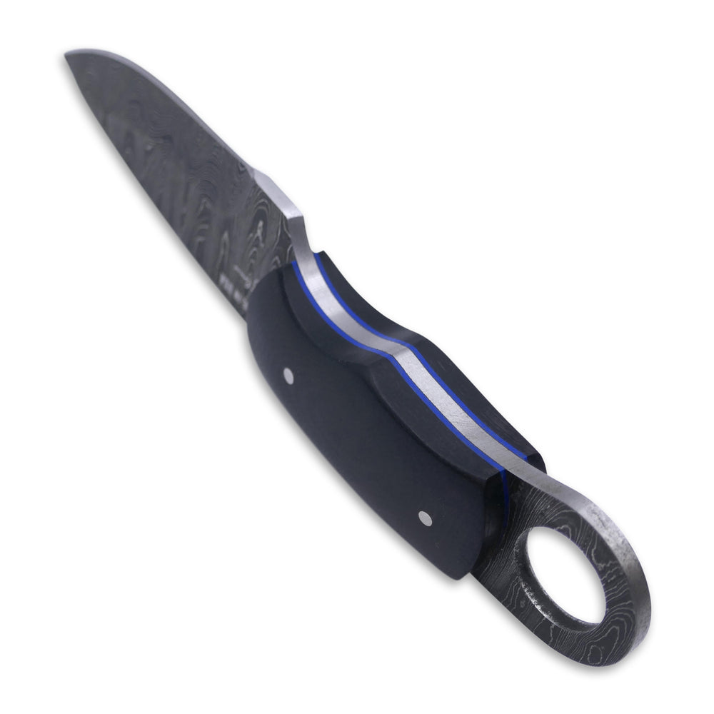 
                      
                        Honey Badger - Damascaus Fixed Blade / Black G-10 handle / Blue Liner - Crimson Tactical
                      
                    