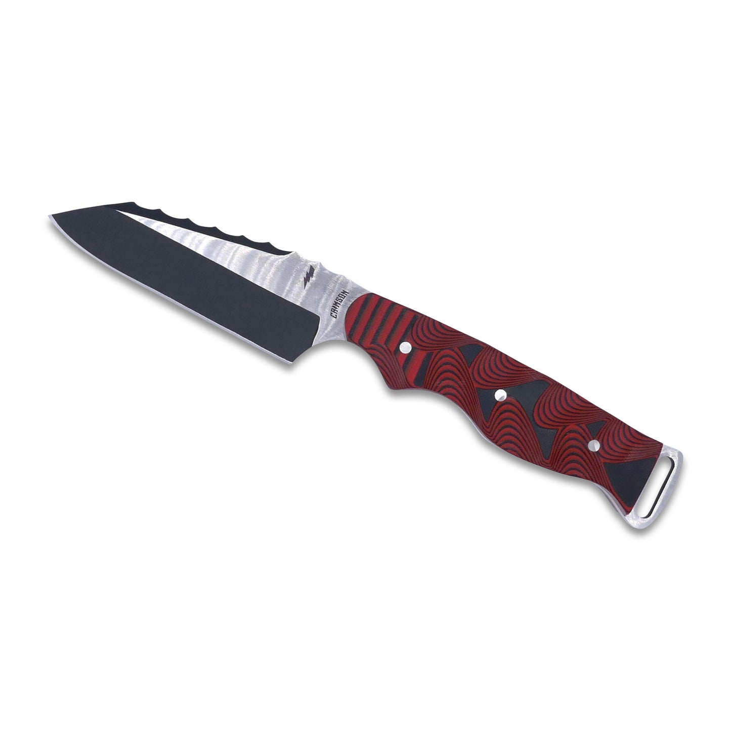 Crimson Tactical - Cobra - Magnacut Two Tone Black / Satin Blade - Red / Black Hypnotic G-10 Handle - Crimson Tactical