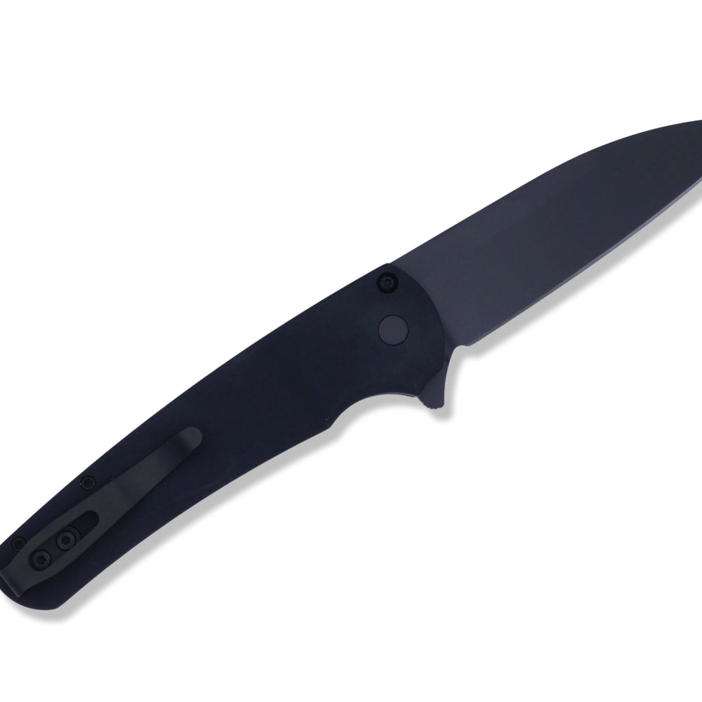 Malibu Flipper - Smooth Black Handle / DLC Magnacut Wharncliffe - Crimson Tactical