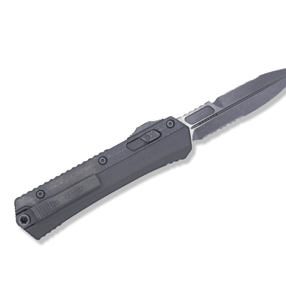 Glykon Bayonet - Natural Clear / Apocalyptic Full Serrated / Overlay / Nickle Boron Internals - Crimson Tactical