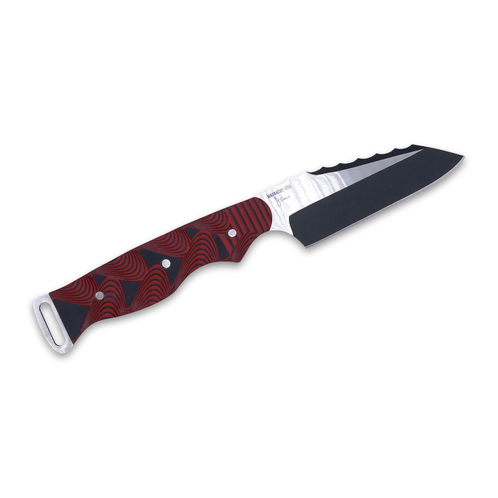 Crimson Tactical - Cobra - Magnacut Two Tone Black / Satin Blade - Red / Black Hypnotic G-10 Handle - Crimson Tactical