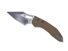  Stitch Ram-Lok - Fluted Tan G-10 Handle / Apocalyptic Partial Serrated
