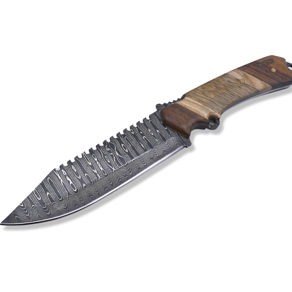 
                      
                        Damascus Blade - Walnut / White Oak / Black Limba - Chris Cole Design - Crimson Tactical
                      
                    