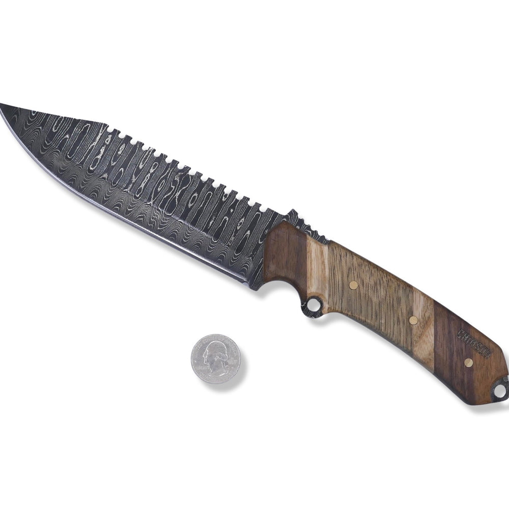 
                      
                        Damascus Blade - Walnut / White Oak / Black Limba - Chris Cole Design - Crimson Tactical
                      
                    