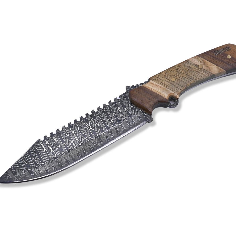 
                      
                        Damascus Blade - Walnut / White Oak / Black Limba - Chris Cole Design - Crimson Tactical
                      
                    