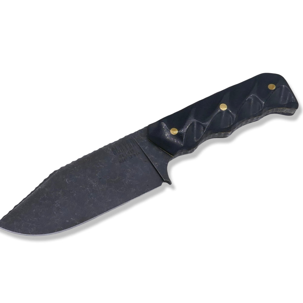 Slayer - Dark Stonewash / Black G-10 / Brass Liners / Full Spine Textured