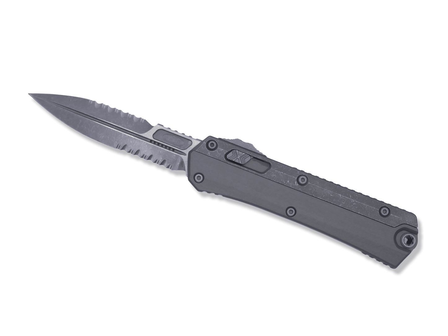 Glykon Bayonet - Natural Clear / Apocalyptic Full Serrated / Overlay / Nickle Boron Internals - Crimson Tactical