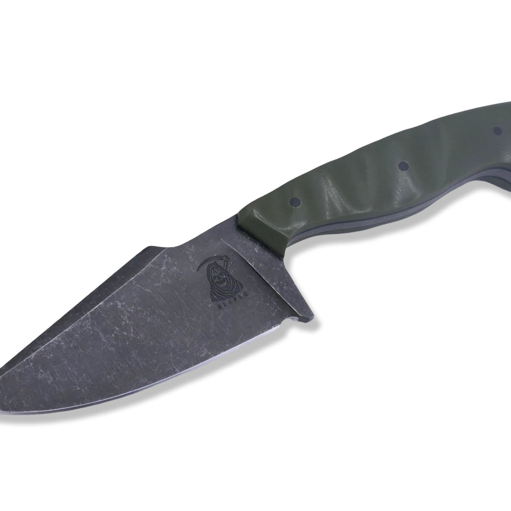 Reaper - Dark Stonewash / OD Green G-10 / Carbon Fiber Pins