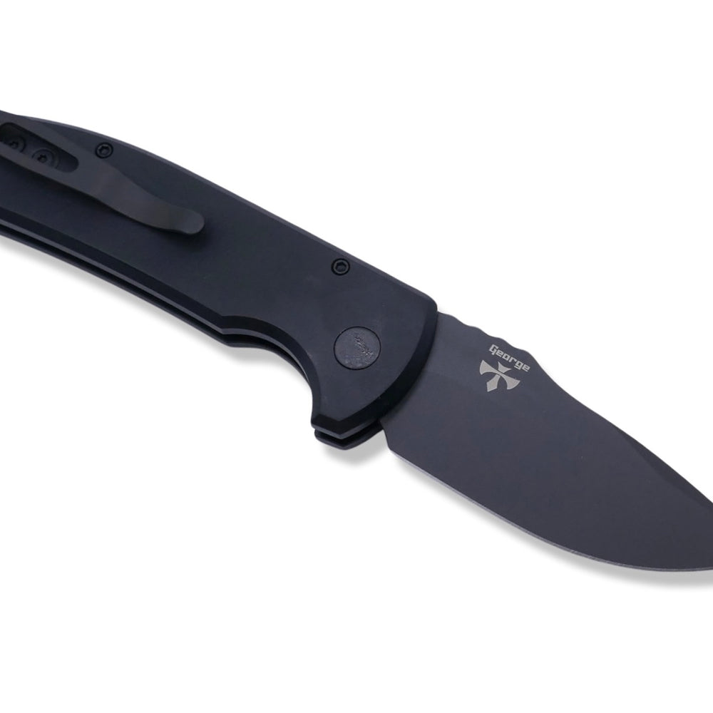 SBR - Smooth Black Handle, Black S35VN Blade - Crimson Tactical