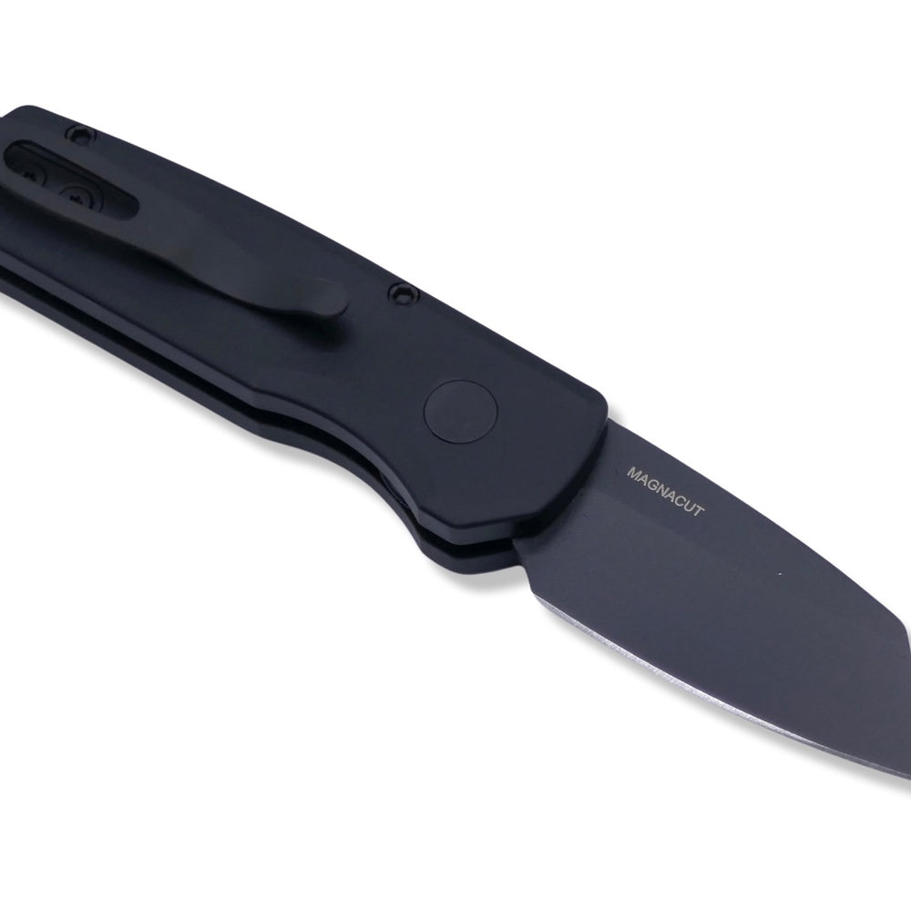 Runt 5 - Smooth Black Handle / Black Magnacut / Reverse Tanto - Crimson Tactical