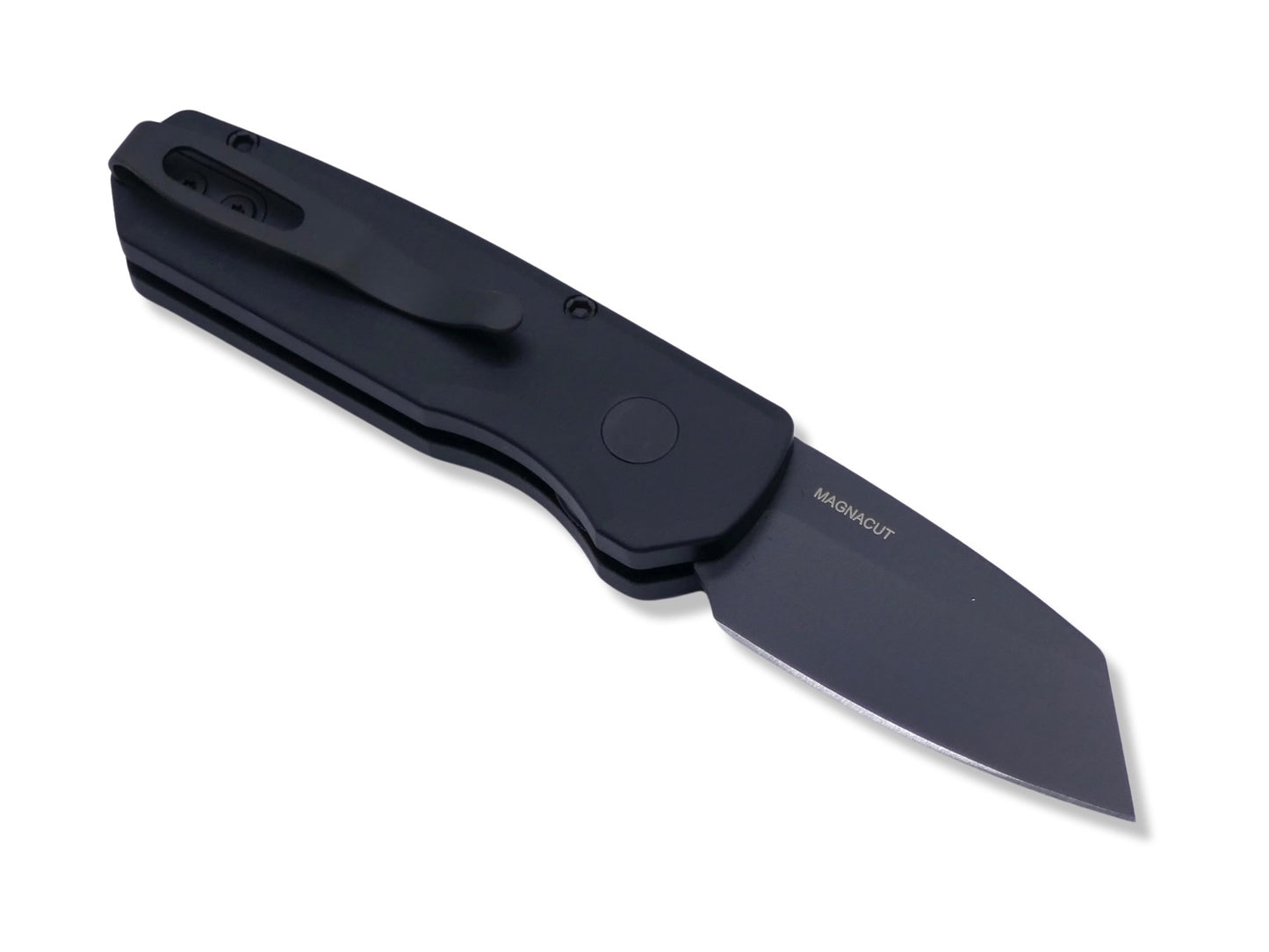 Runt 5 - Smooth Black Handle / Black Magnacut / Reverse Tanto - Crimson Tactical