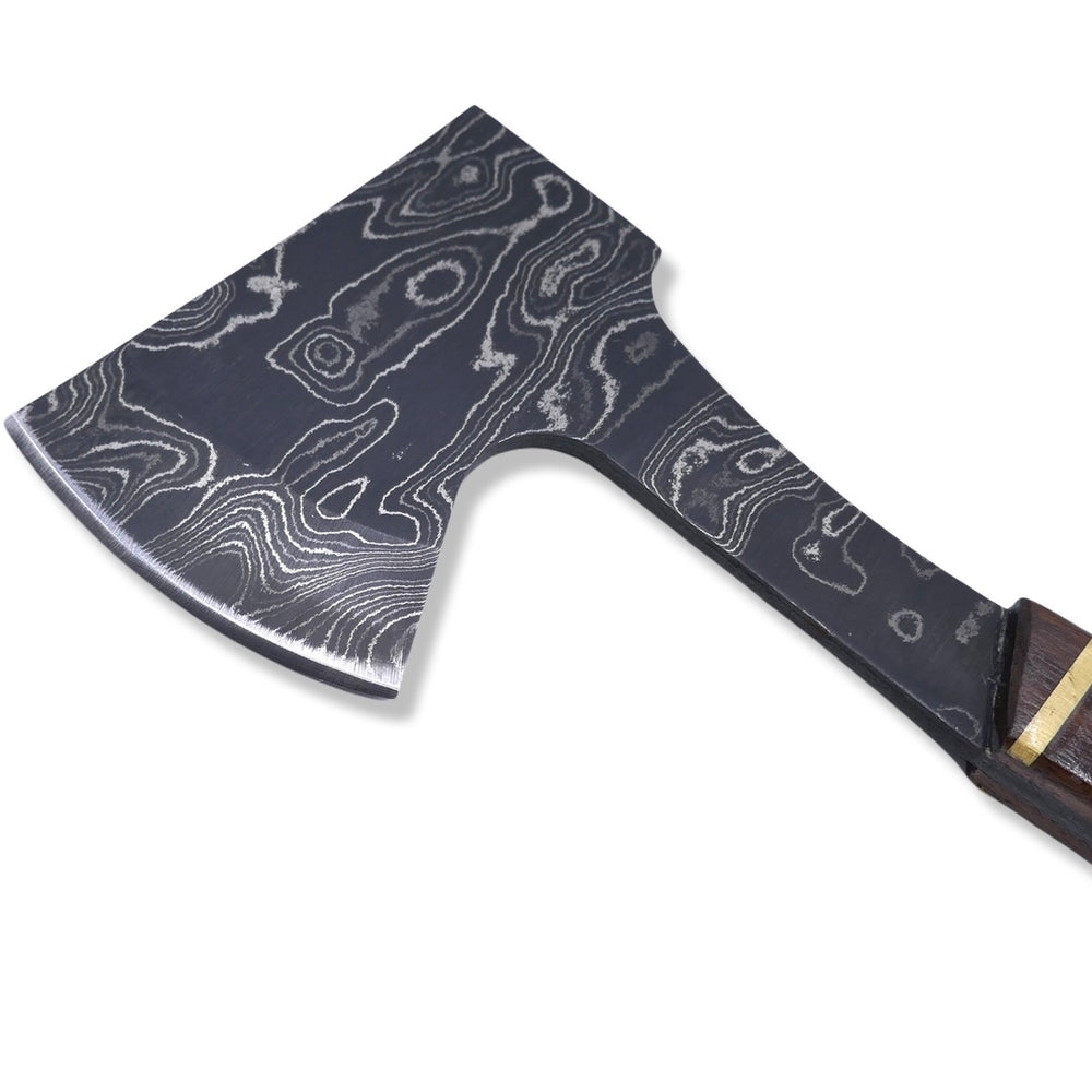 
                      
                        Damascus Axe - Walnut Handle W/ Brass Inlays - Chris Cole Design - Crimson Tactical
                      
                    