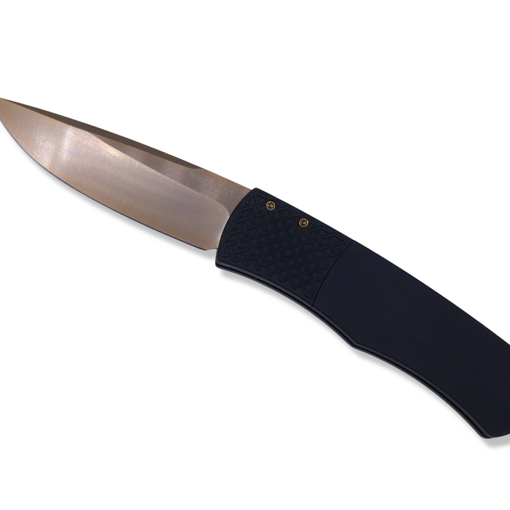 Magic BR-1 “ Whiskers “ Design / Black Handle W/ Textured Black Bolster / Rose Gold Blade / Rose Gold Hardware - Crimson Tactical