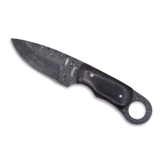 Honey Badger - Damascaus Fixed Blade / Desert Iron Wood / Black Liner