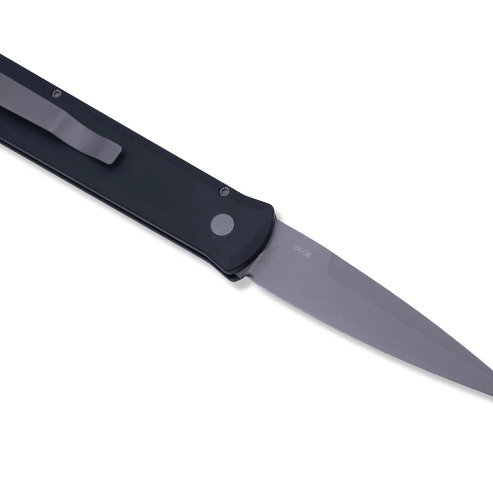 Godfather - Italian inspiration 4” Auto / Solid Black Handle / Blasted Blade - Crimson Tactical