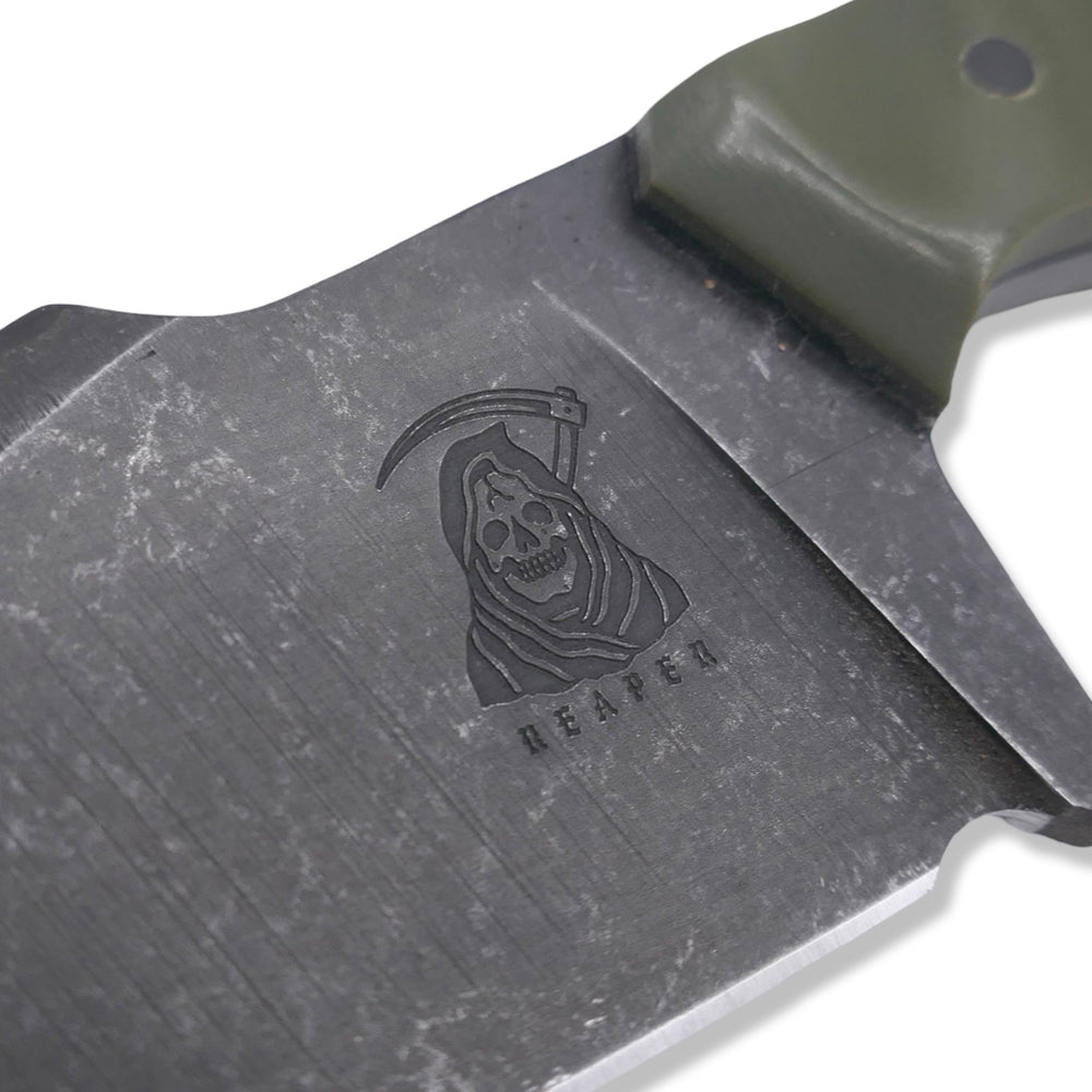 
                      
                        Reaper - Dark Stonewash / OD Green G-10 / Carbon Fiber Pins
                      
                    