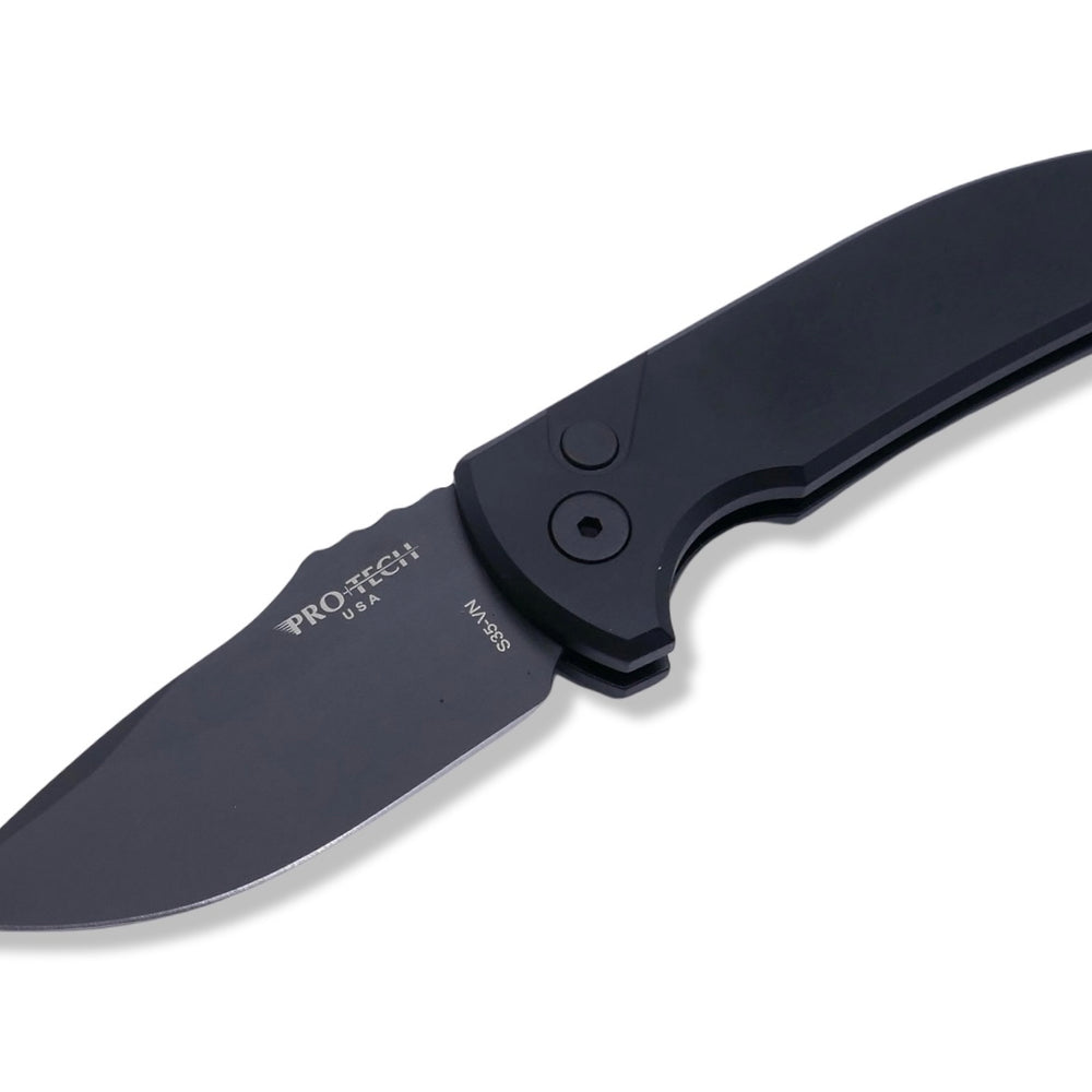 SBR - Smooth Black Handle, Black S35VN Blade - Crimson Tactical