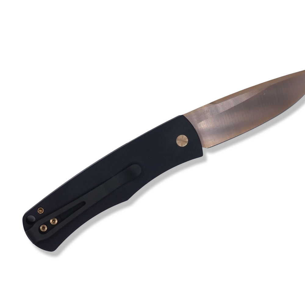 Magic BR-1 “ Whiskers “ Design / Black Handle W/ Textured Black Bolster / Rose Gold Blade / Rose Gold Hardware - Crimson Tactical