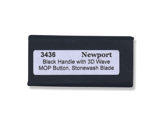 Newport - Black Handle W/ 3D Wave Machine Pattern / Stonewash Blade