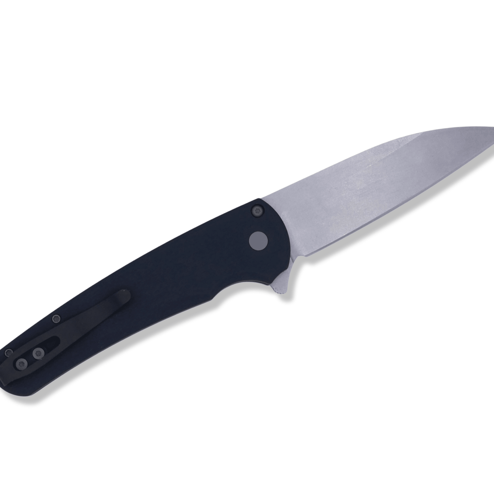 
                      
                        Malibu Flipper - Solid Black Aluminum, Magnacut Stonewash Wharncliffe - Crimson Tactical
                      
                    