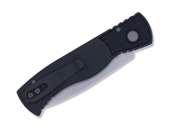 TR-2 - Black Handle W/ Textured Corners / Stonewash Magnacut / NEW Deep Carry Pocket Clip