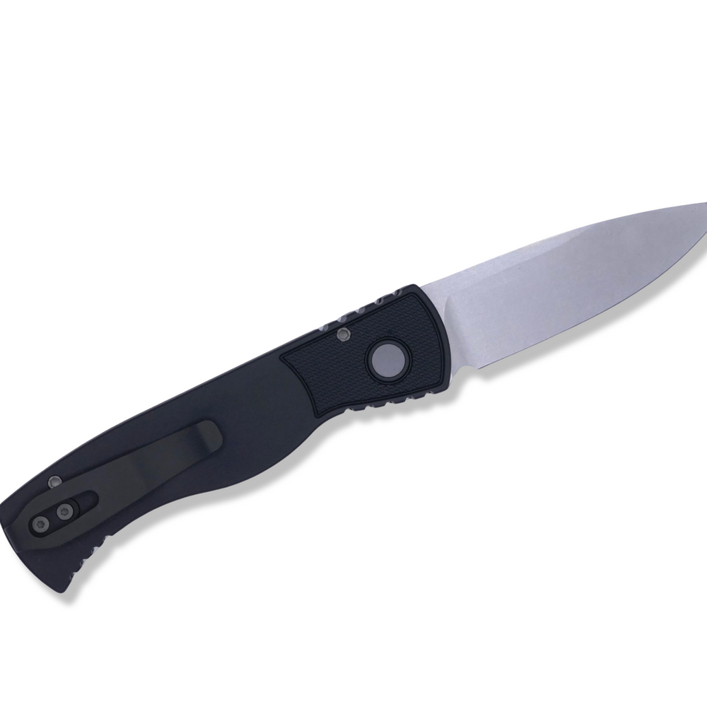 TR-2 - Black Handle W/ Textured Corners / Stonewash Magnacut / NEW Deep Carry Pocket Clip - Crimson Tactical