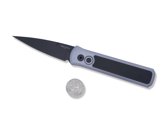 Godson - Grey Handle W/ Single Sided Black G-10 Inlay / Black DLC Blade / Deep Carry Pocket Clip