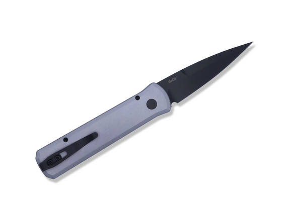 Godson - Grey Handle W/ Single Sided Black G-10 Inlay / Black DLC Blade / Deep Carry Pocket Clip