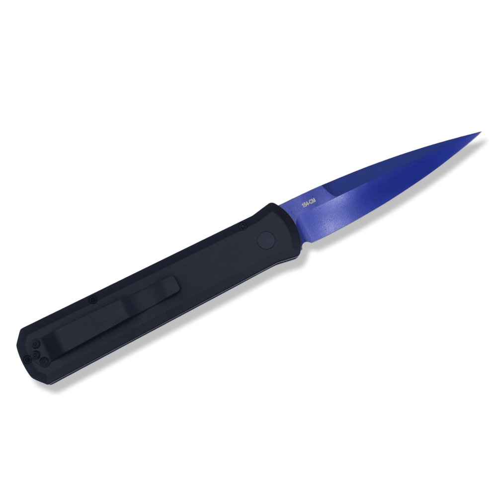 Godfather - Black Handle / Abalone Button / Sapphire Blue Blade - Crimson Tactical