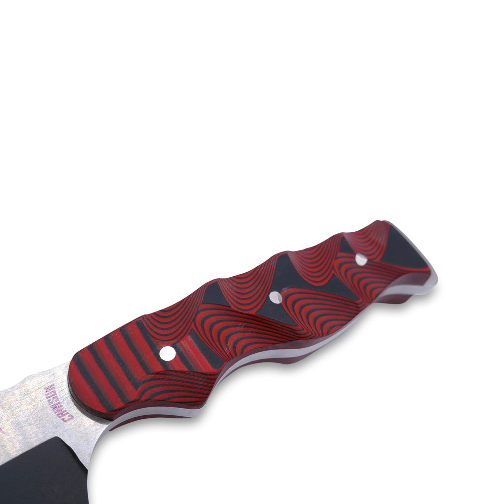 
                      
                        Crimson Tactical - Cobra - Magnacut Two Tone Black / Satin Blade - Red / Black Hypnotic G-10 Handle - Crimson Tactical
                      
                    