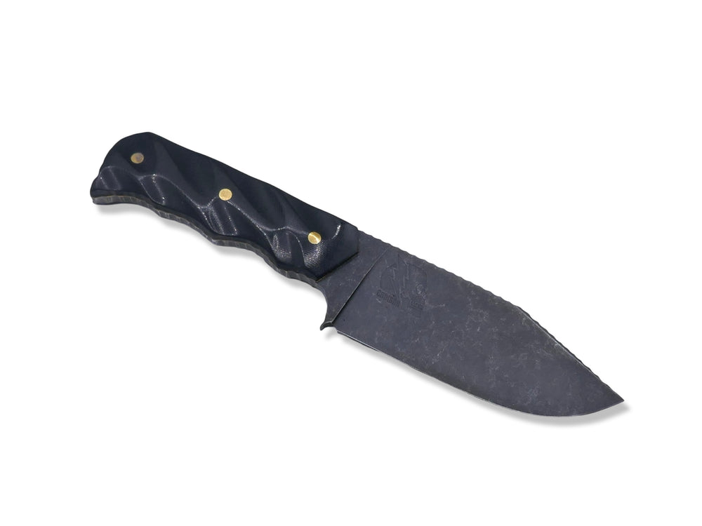 Slayer - Dark Stonewash / Black G-10 / Brass Liners / Full Spine Textured