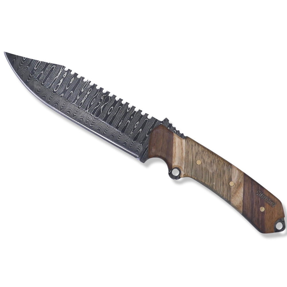 
                      
                        Damascus Blade - Walnut / White Oak / Black Limba - Chris Cole Design - Crimson Tactical
                      
                    