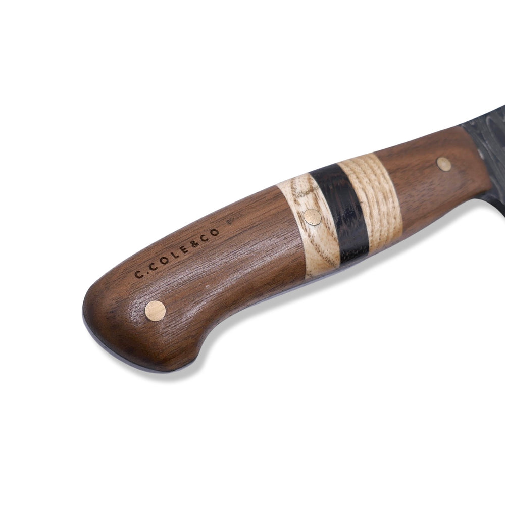 
                      
                        Damascus Kitchen Knife - Walnut / White Oak / Wenge / Brass Handle - Chris Cole Design - Crimson Tactical
                      
                    