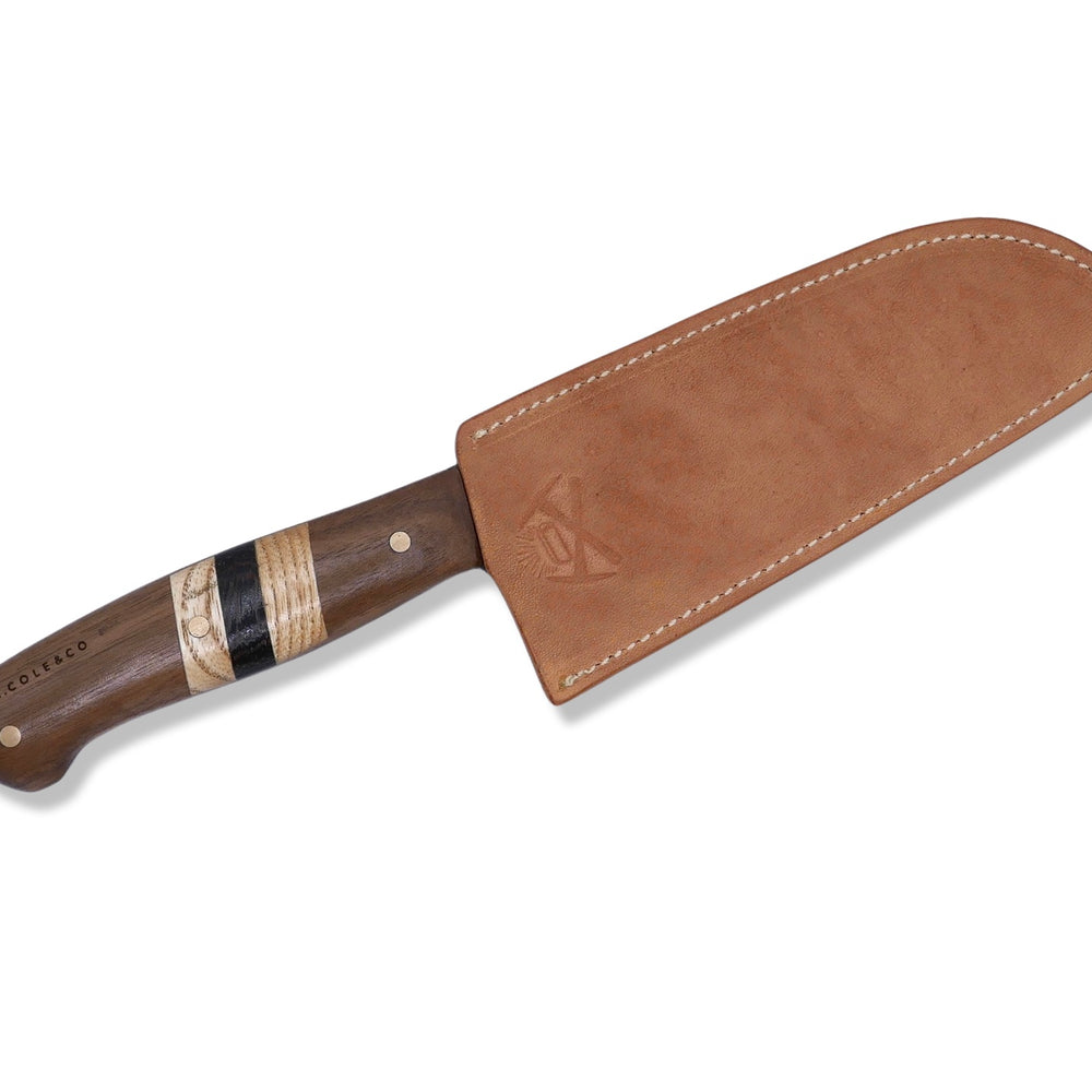 
                      
                        Damascus Kitchen Knife - Walnut / White Oak / Wenge / Brass Handle - Chris Cole Design - Crimson Tactical
                      
                    