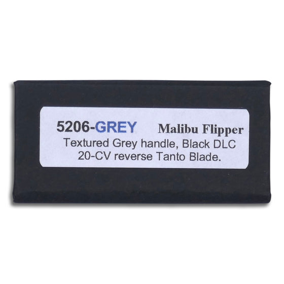 Malibu Flipper - Textured Grey Handle / DLC Black Reverse Tanto / Black Hardware + Clip
