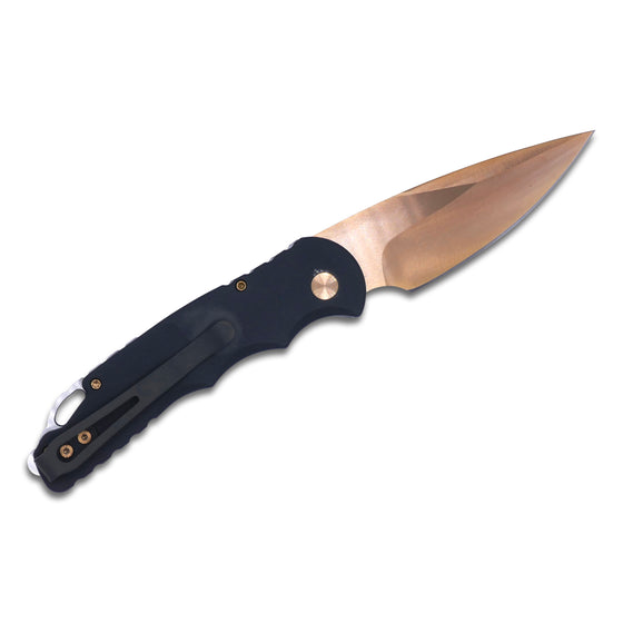 Tactical Response 5 - Black Handle with Slide Safety and Steel Glass Breaker / Deep Carry Clip / Satin Finished and Rose Gold