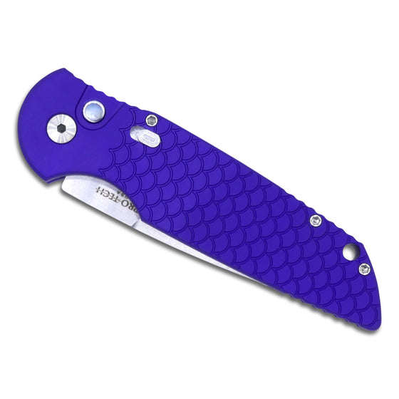 Tactical Response 3 - 3.5” Clip Point Blade / Purple Handle with “ Fish Scale “ Engraved Frame / Stonewash Satin Blade
