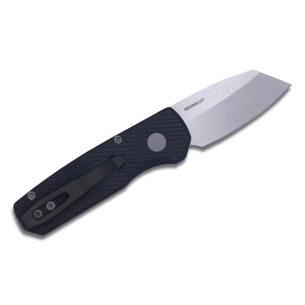 
                      
                        Runt 5 - Textured Black Handle / Stonewash Magnacut / Reverse Tanto - Crimson Tactical
                      
                    