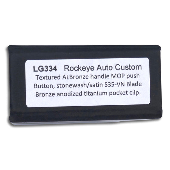 Rockeye Auto Custom - Textured Bronze Aluminum / Mop Button / Stonewash COM-S35VN / Black Hardware + Clip