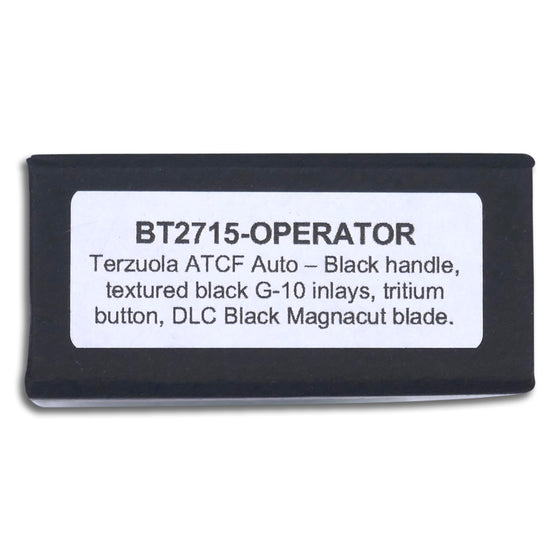ATCF Terzuola Design - Sterile With No Markings / Black handle / Textured G-10 Inlay / Tritium Button / DLC Black Magnacut